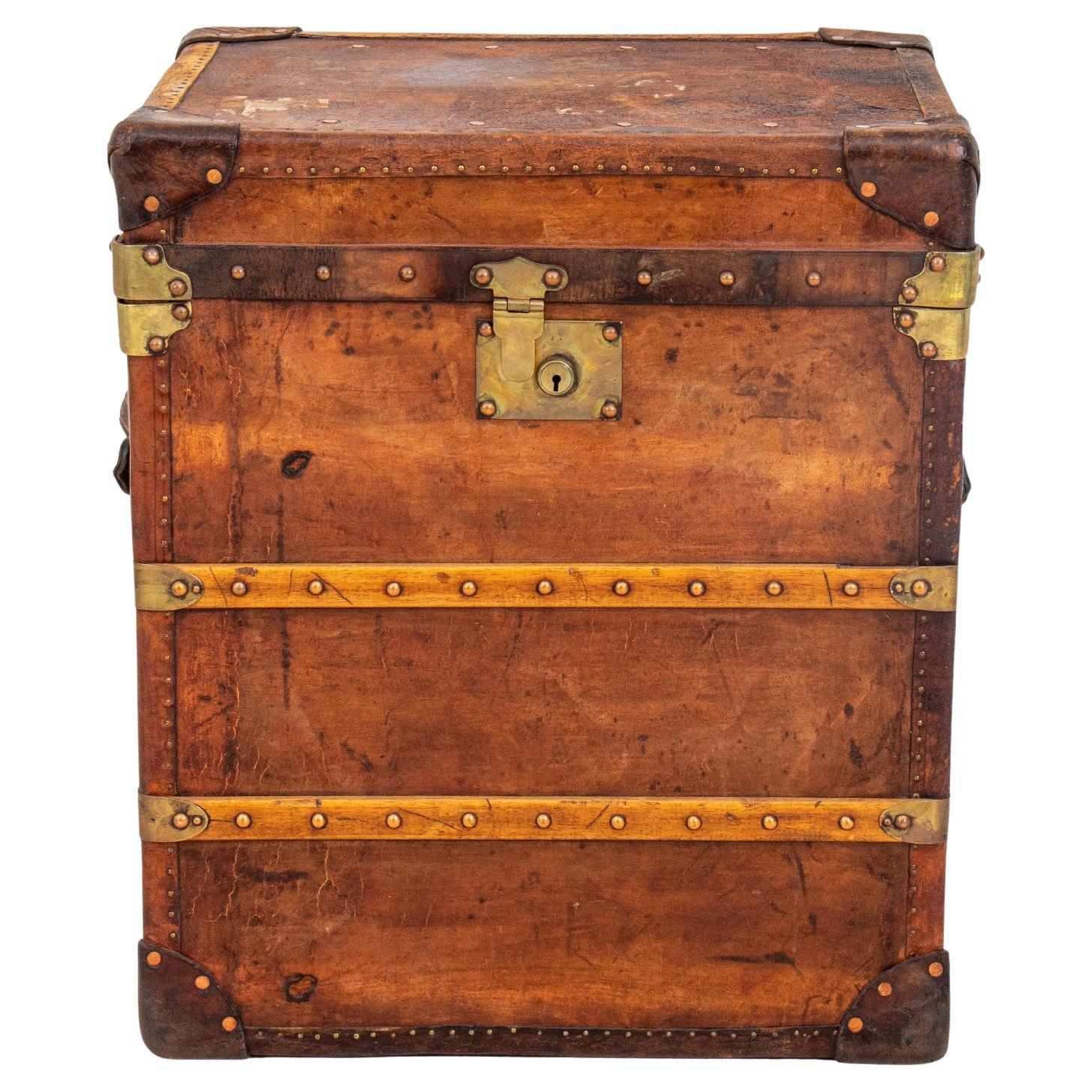Antiqued Leather Storage Chest
