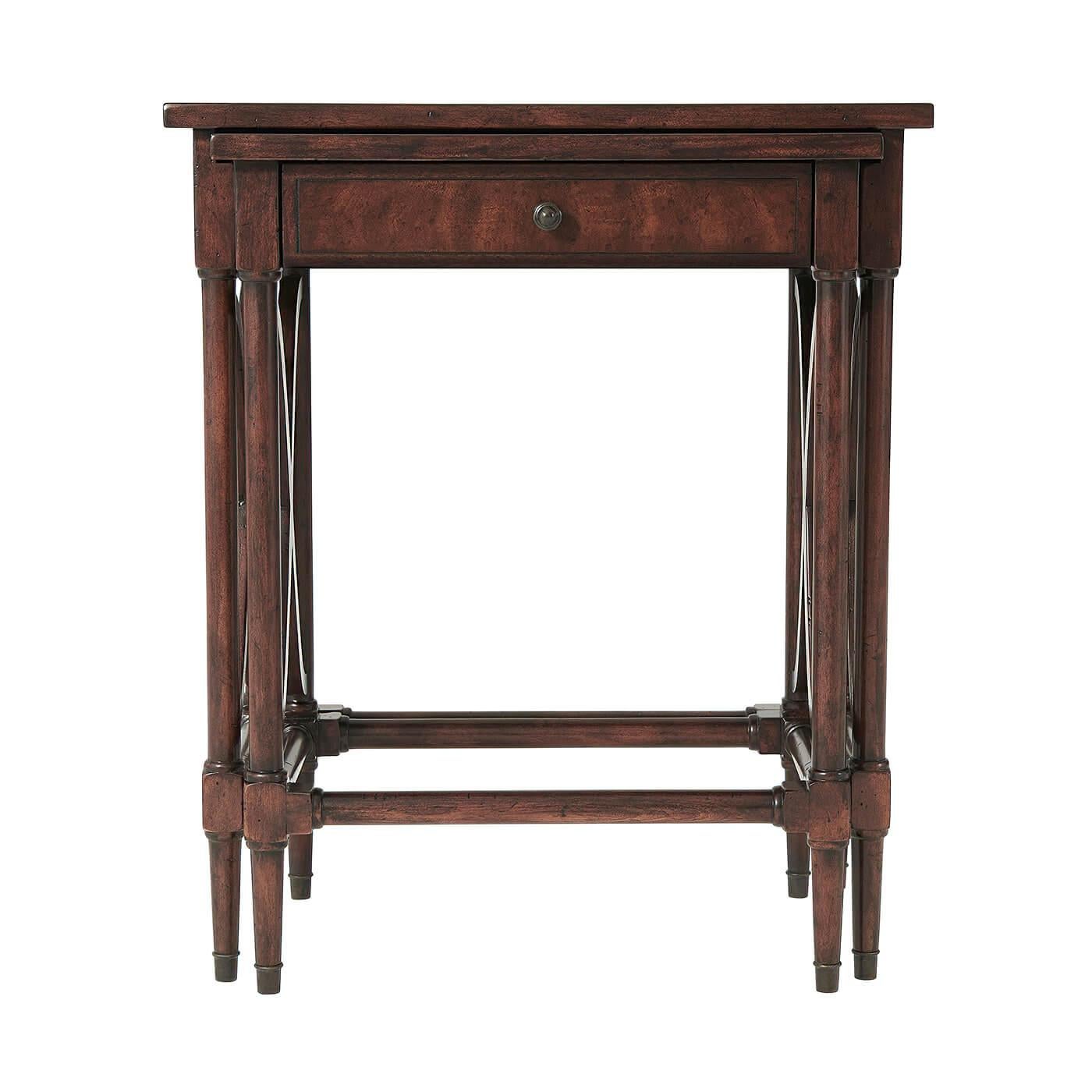 Regency Antiqued Mahogany Nest of Two Tables For Sale