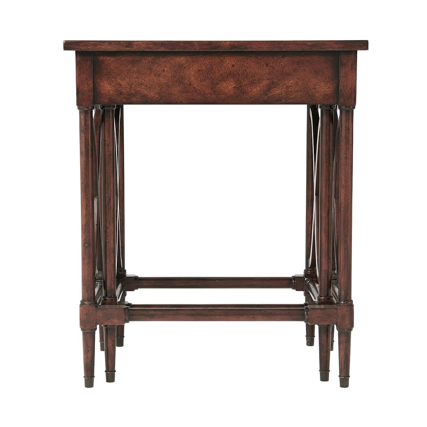 Vietnamese Antiqued Mahogany Nest of Two Tables For Sale