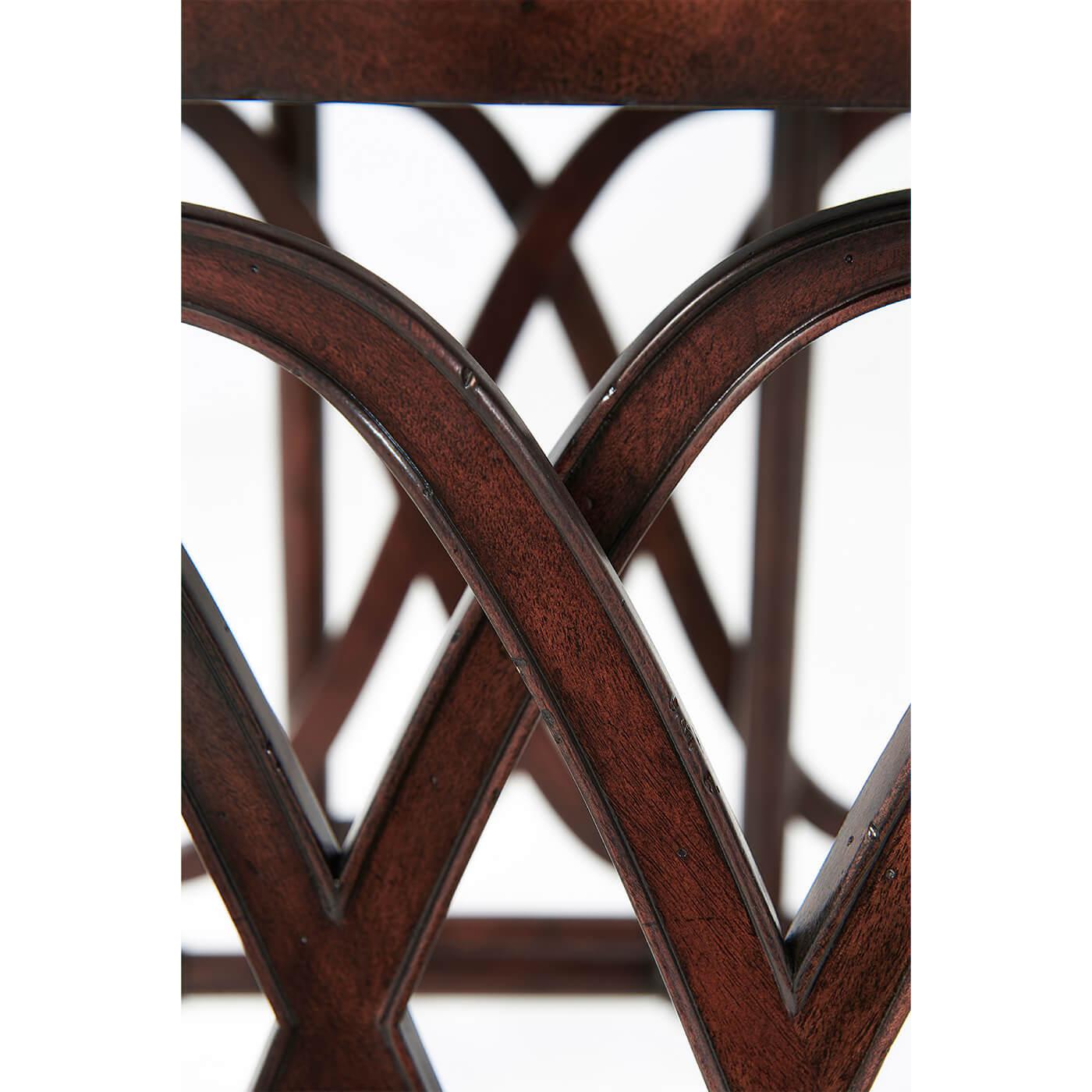 Wood Antiqued Mahogany Nest of Two Tables For Sale