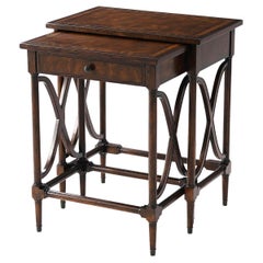 Antiqued Mahogany Nest of Two Tables