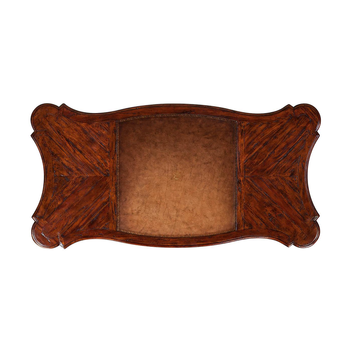 Baroque Antiqued Mahogany Writing Table For Sale