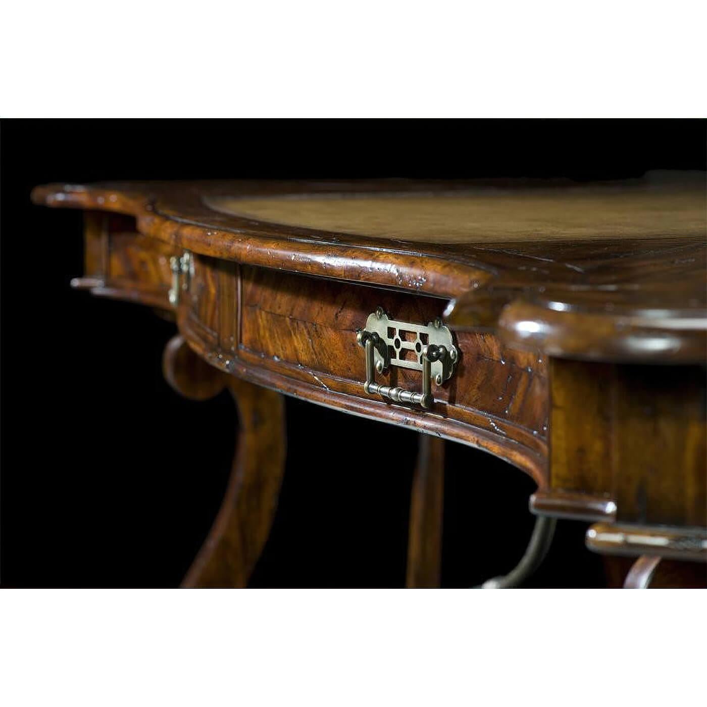 Antiqued Mahogany Writing Table In New Condition For Sale In Westwood, NJ