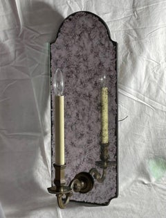 Antiqued Mirror Wall Sconce with Patinated Electrified Brass Arm. - 3