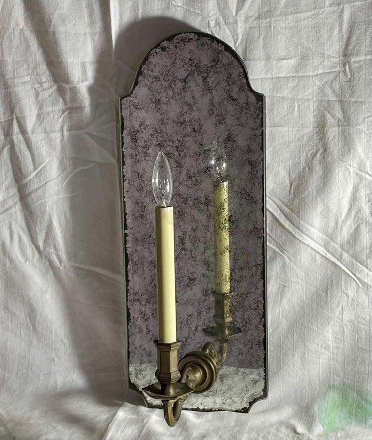 Other Antiqued Mirror Wall Sconce with Patinated Electrified Brass Arm. - 3  For Sale