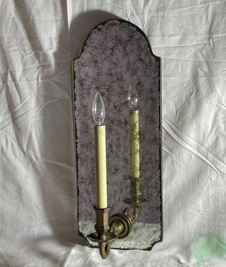 Other Antiqued Mirror Wall Sconce with Patinated Electrified Brass Arm. - 3