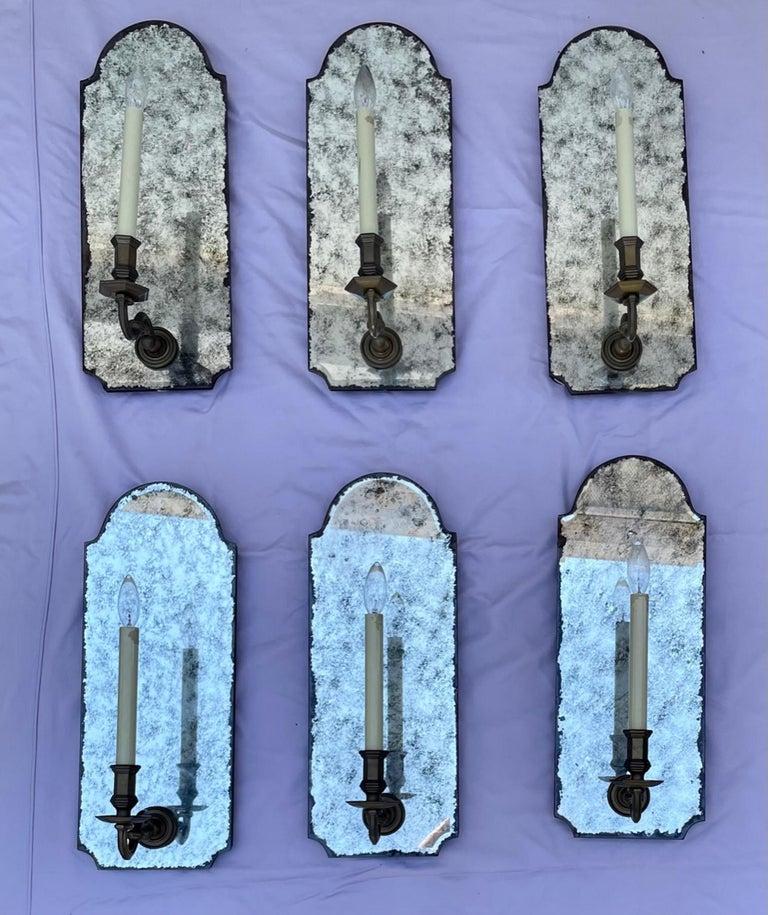 American Antiqued Mirror Wall Sconce with Patinated Electrified Brass Arm. - 3  For Sale