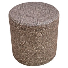 Antiqued Silver Lame Brocade Pouf