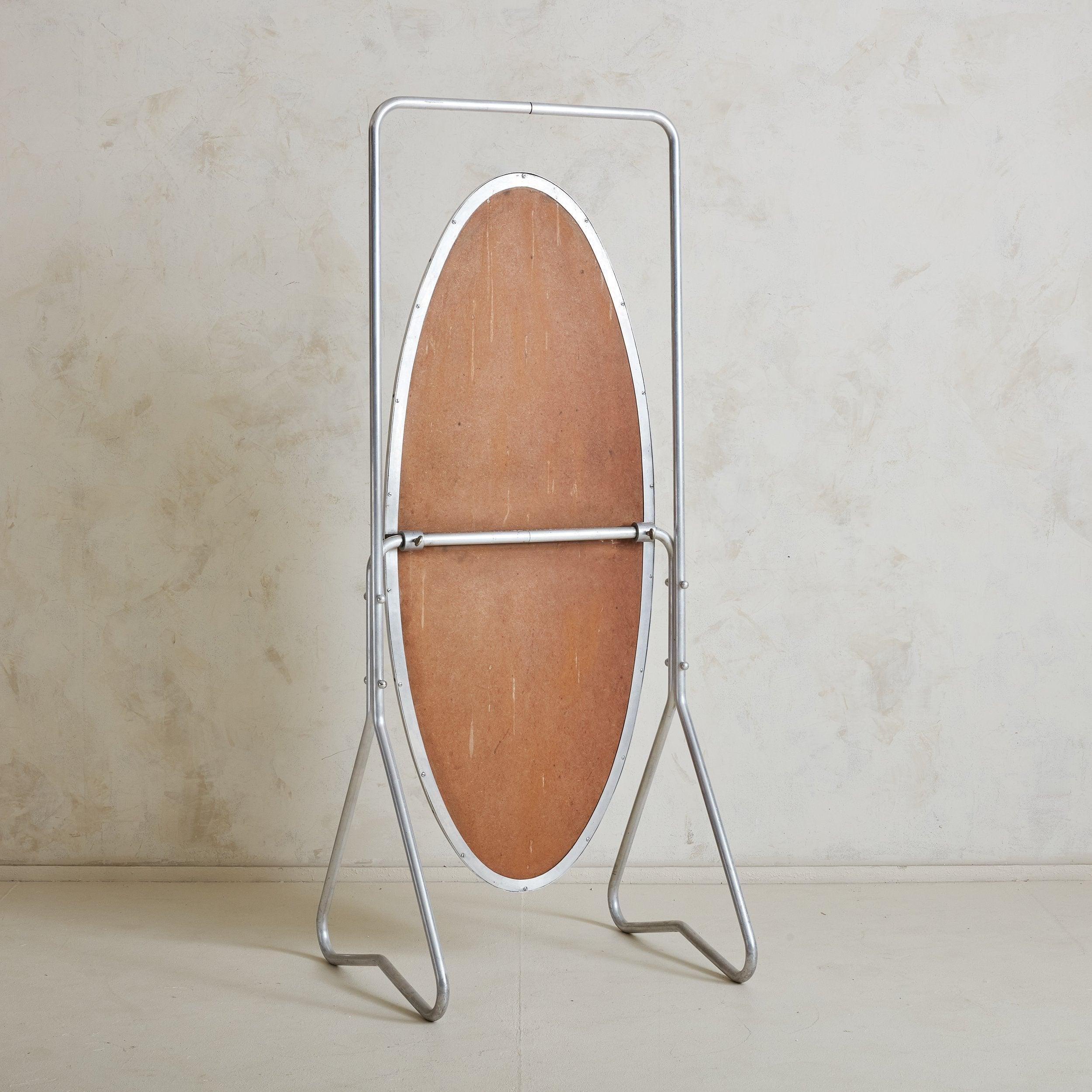Antiqued Silver Mercury Glass Freestanding Floor Mirror, France 1930s 5