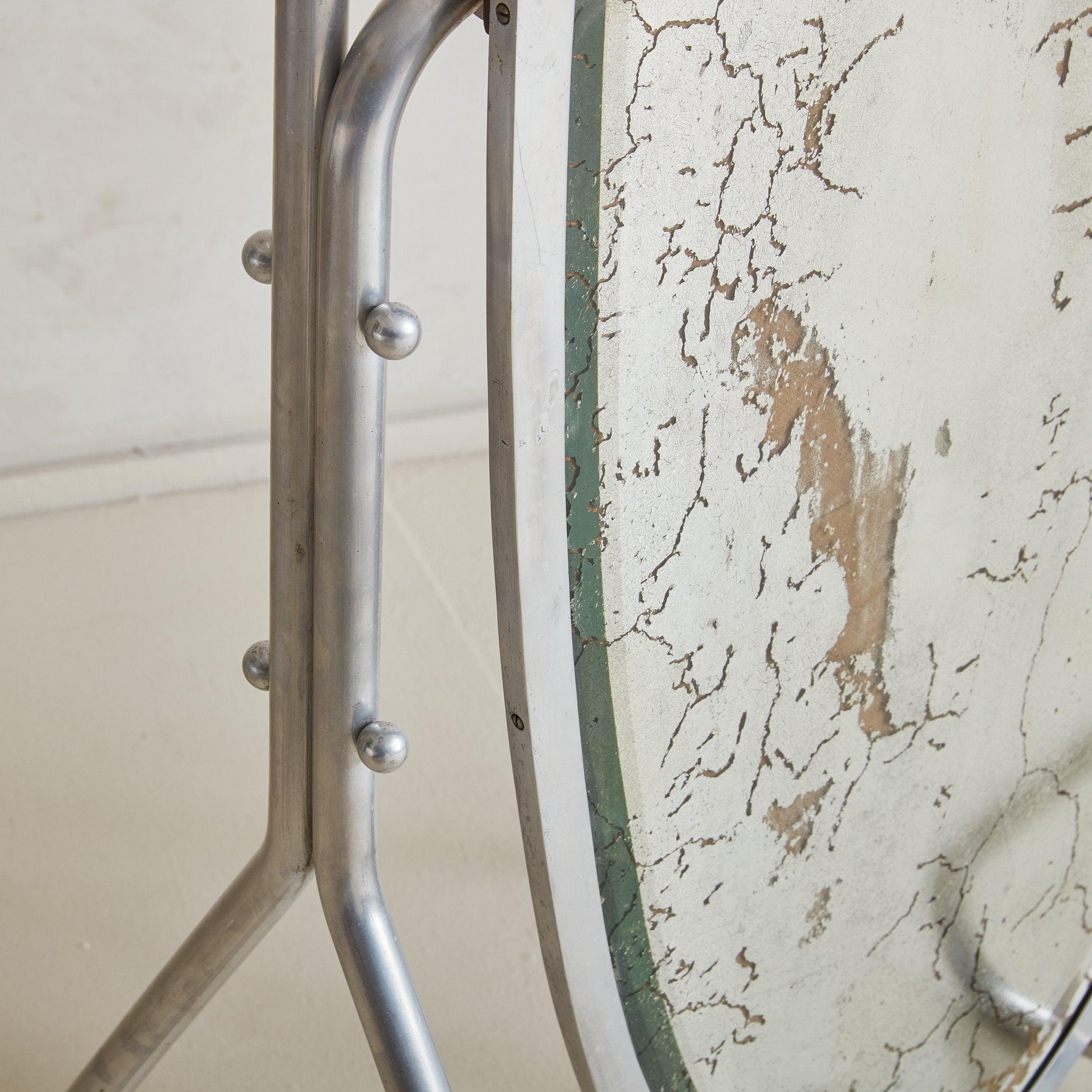 Scandinavian Modern Antiqued Silver Mercury Glass Freestanding Floor Mirror, France 1930s