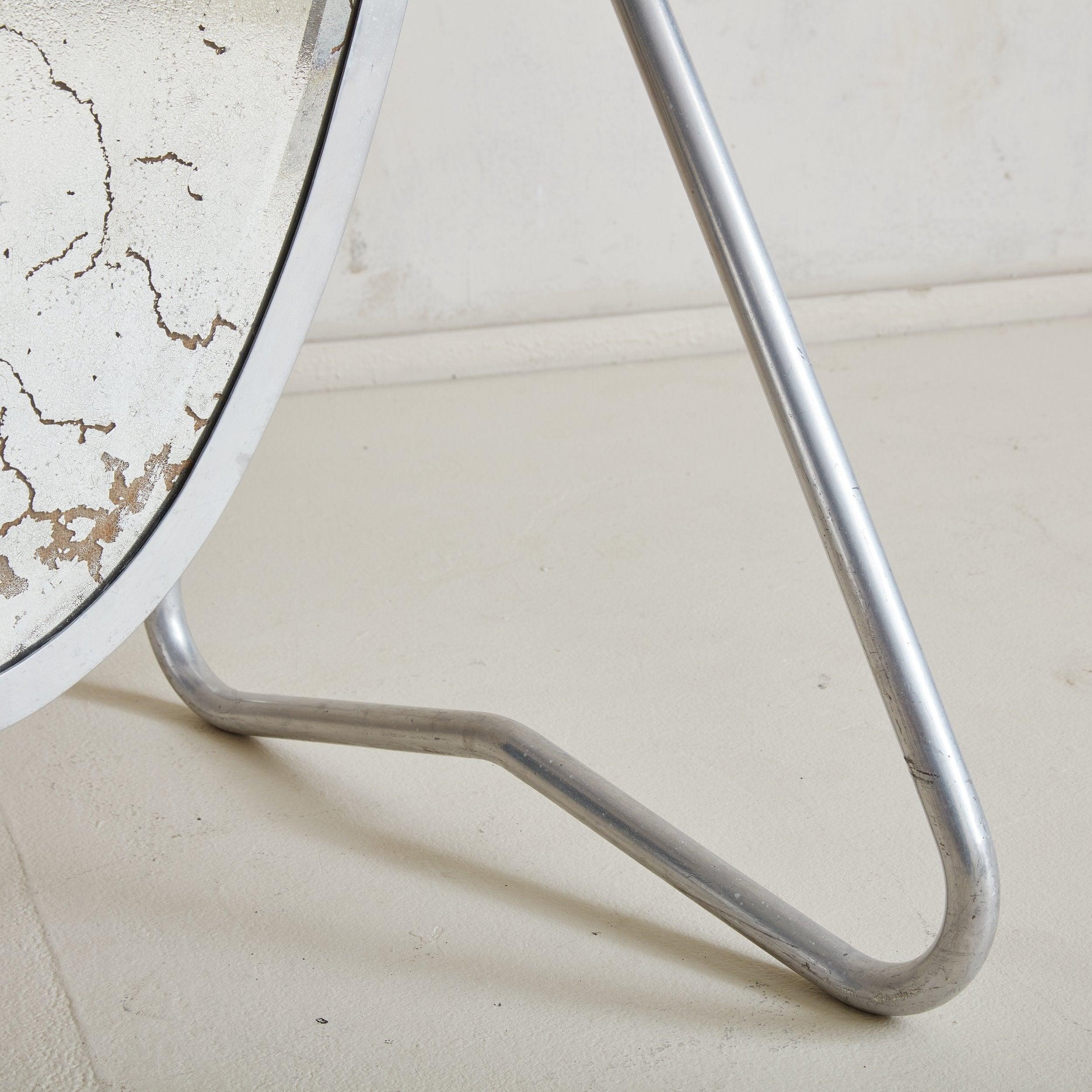 Mid-20th Century Antiqued Silver Mercury Glass Freestanding Floor Mirror, France 1930s