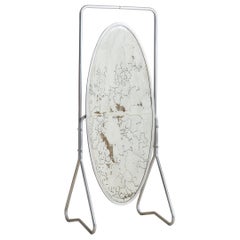 Antiqued Silver Mercury Glass Freestanding Floor Mirror, France 1930s