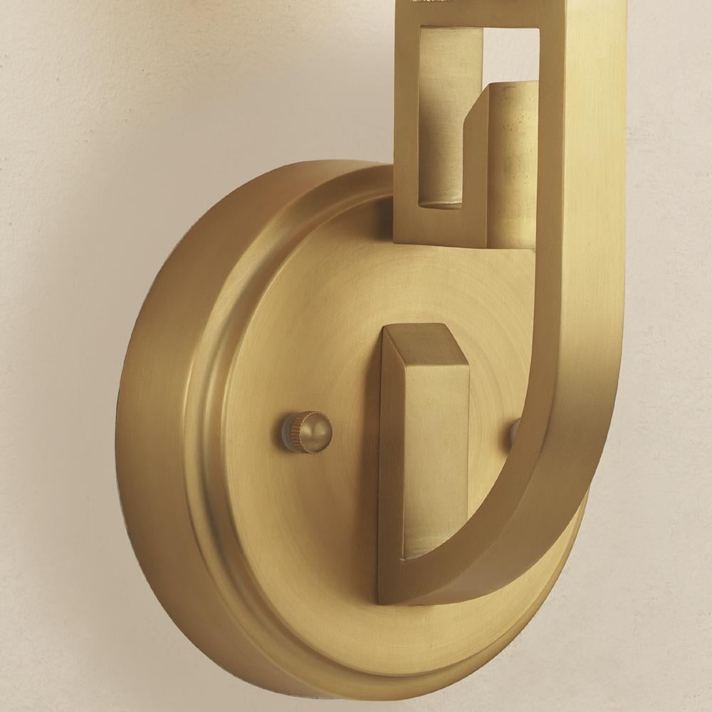 Art Deco Antiqued Solid Brass Palatsi Outdoor Wall Sconce by Elisterno For Sale