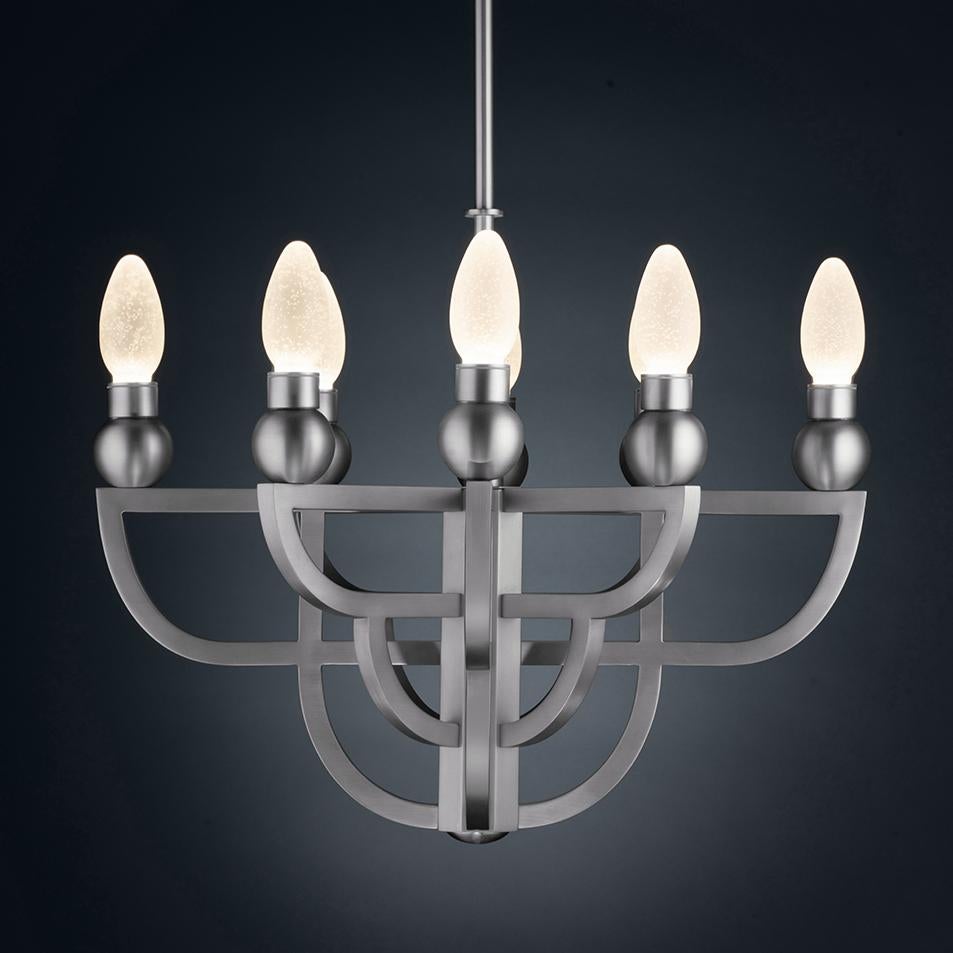 Art Déco Lampadario a sospensione per esterni Adelphi in acciaio inox anticato di Elisterno in vendita