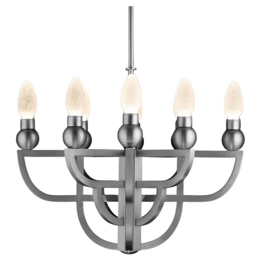 Antiqued Stainless Steel Adelphi Outdoor Pendant Chandelier by Elisterno