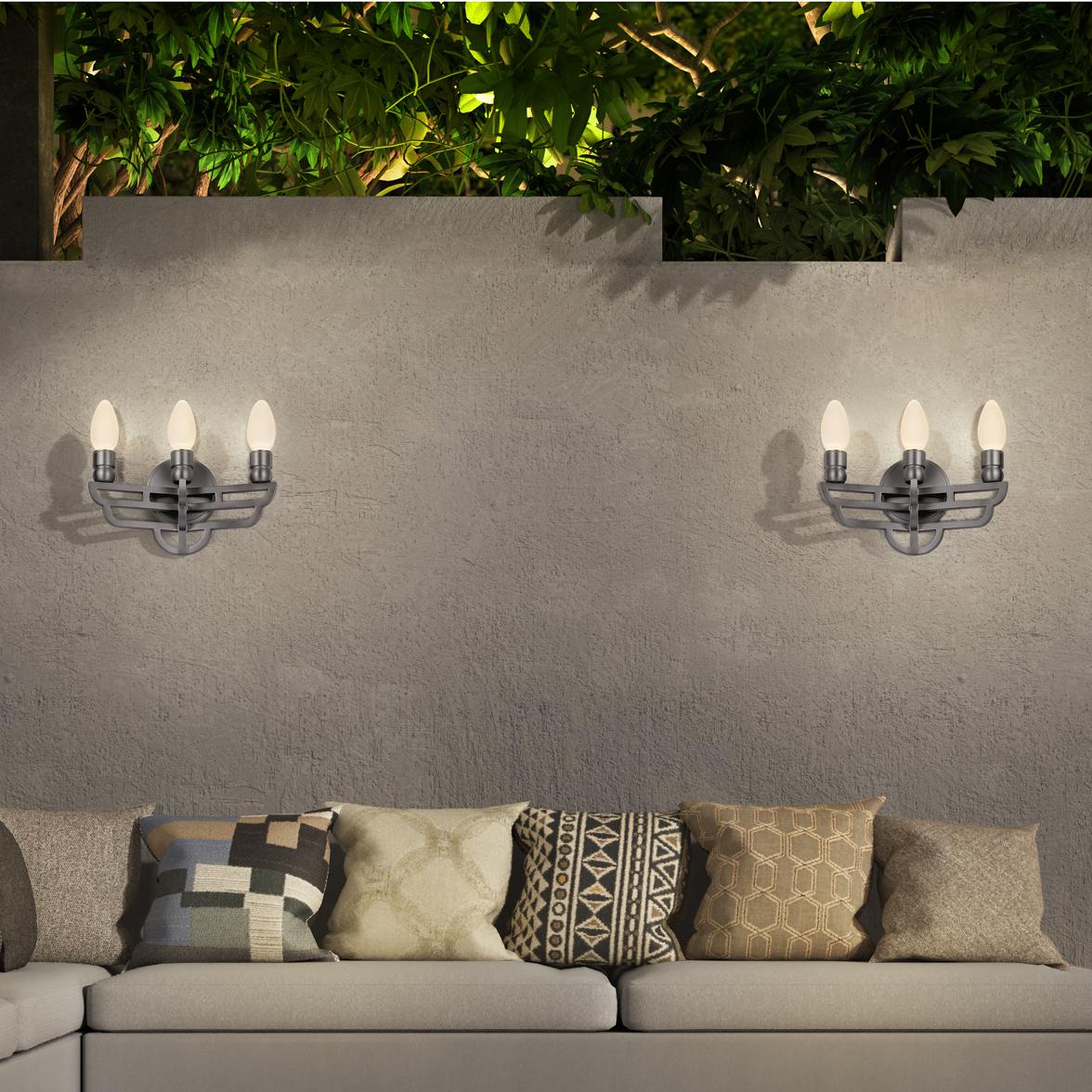 Metalwork Antiqued Stainless Steel Adelphi Outdoor Wall Sconce by Elisterno For Sale