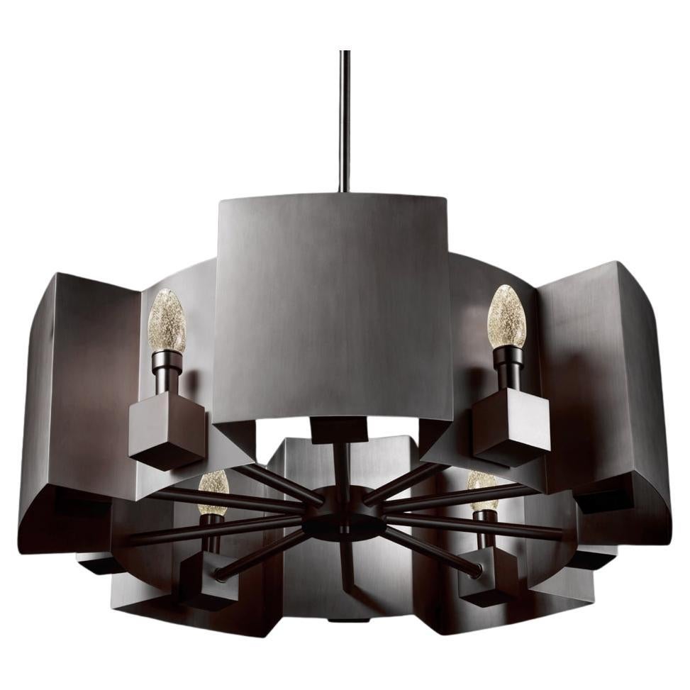 Antiqued Stainless Steel Dellintero Outdoor Chandelier by Elisterno