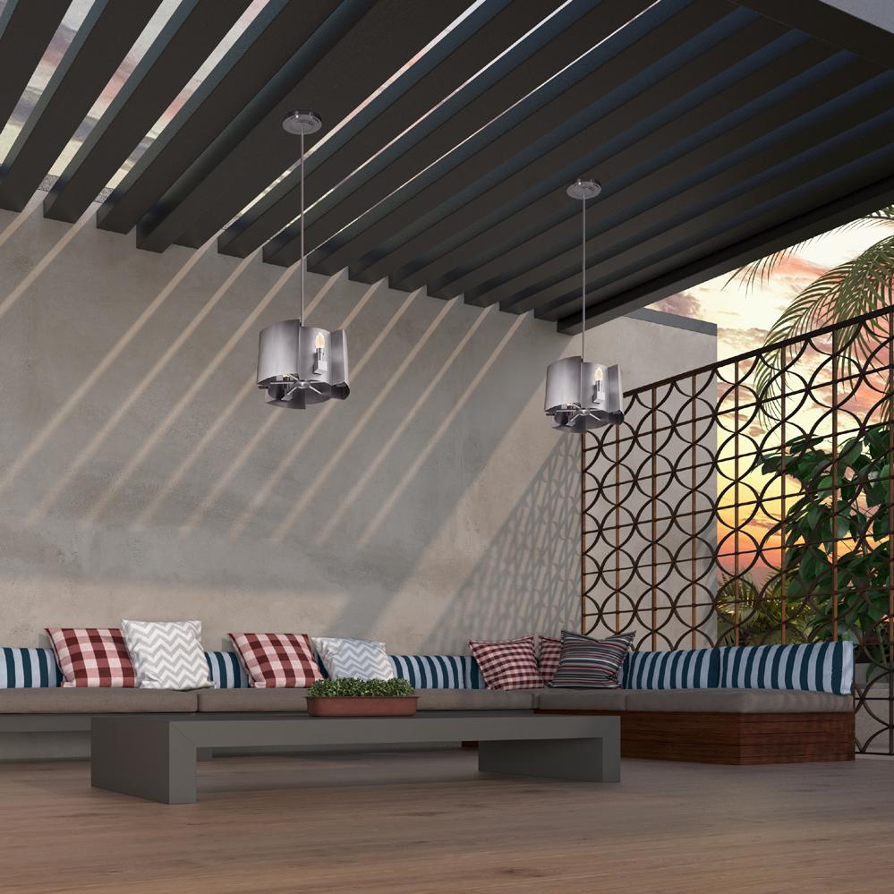 Contemporary Antiqued Stainless Steel Dellintero Outdoor Pendant Chandelier by Elisterno For Sale