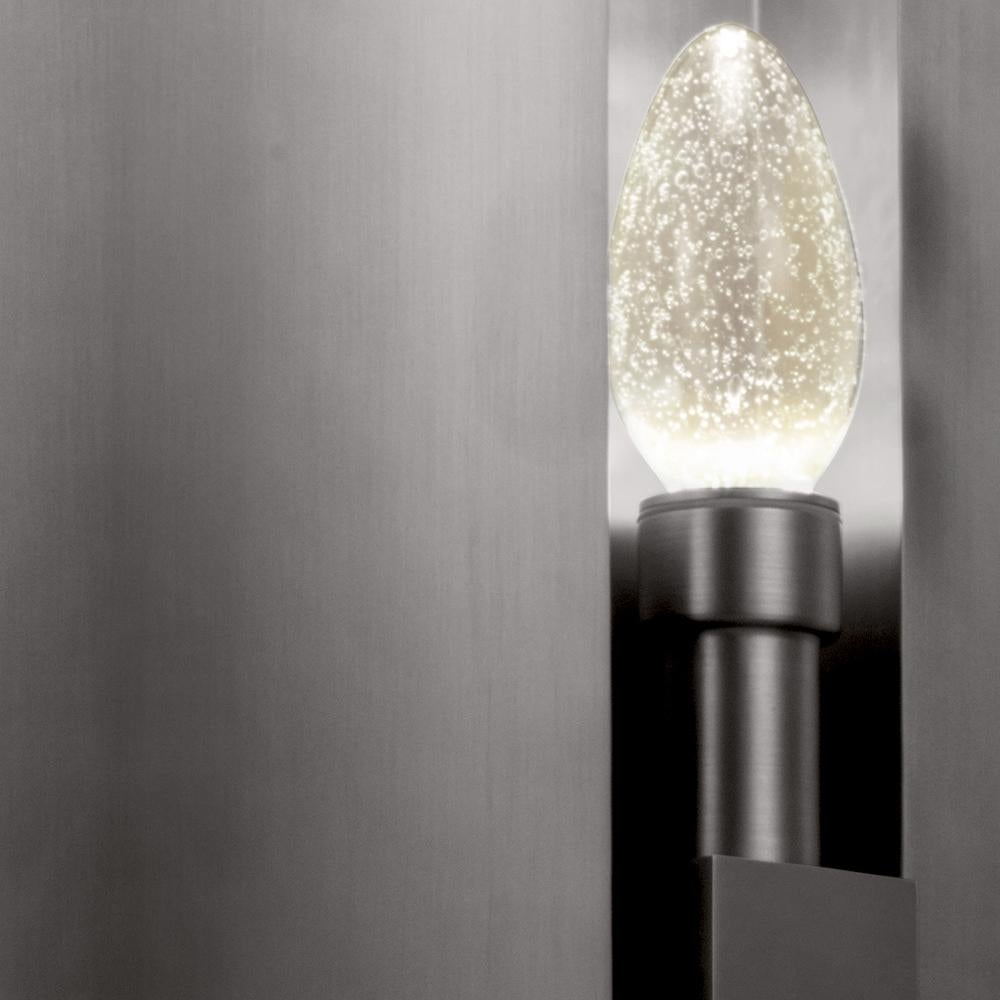 Industrial Antiqued Stainless Steel Dellintero Outdoor Sconce by Elisterno For Sale