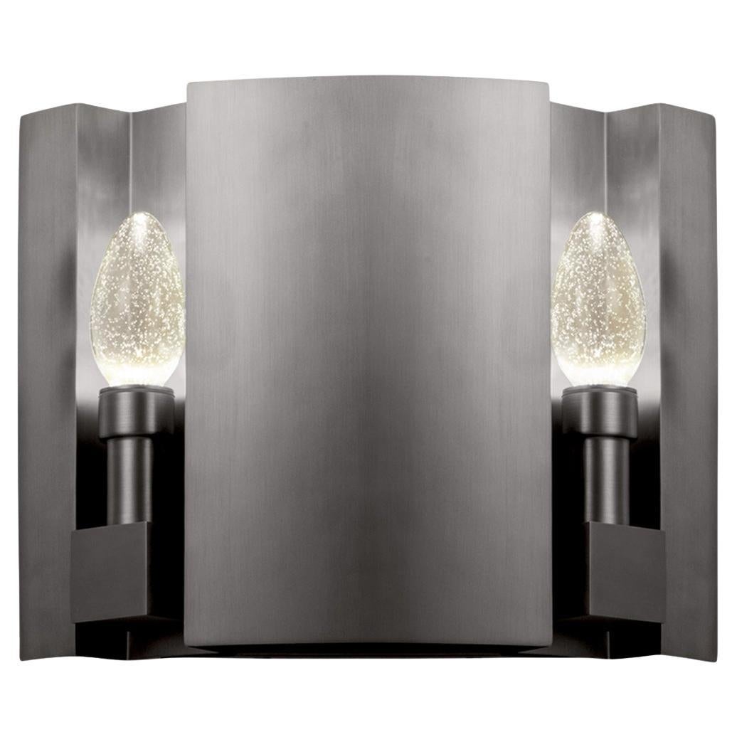 Antiqued Stainless Steel Dellintero Outdoor Sconce by Elisterno