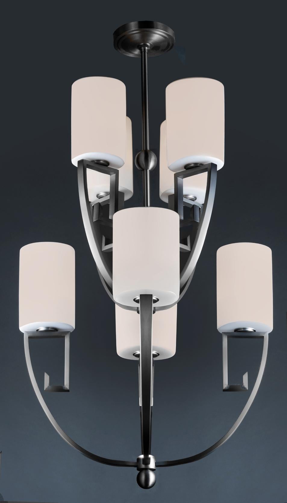 Art Deco Antiqued Stainless Steel Palatsi Outdoor Chandelier by Elisterno For Sale