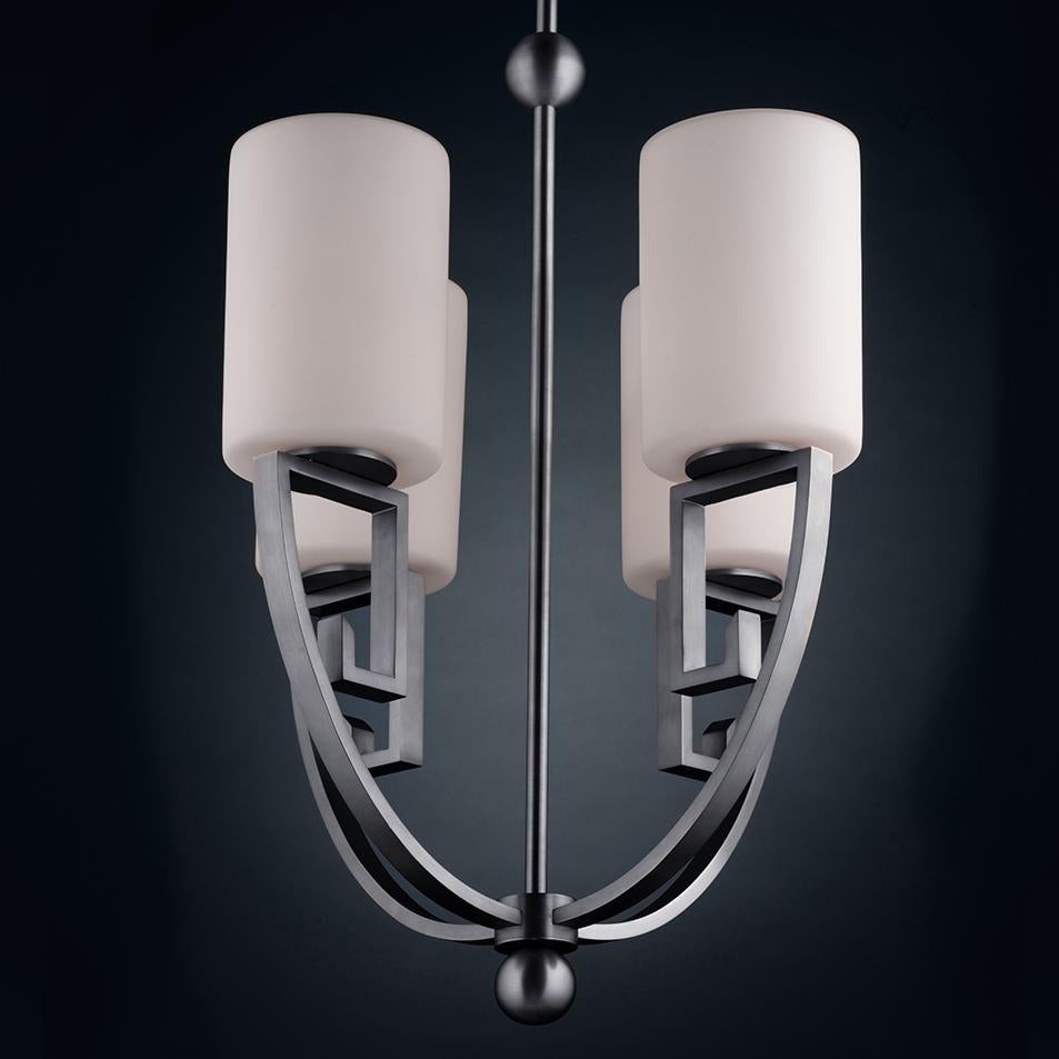 Art Déco Lampadario a sospensione per esterni Palatsi in acciaio inox anticato di Elisterno in vendita