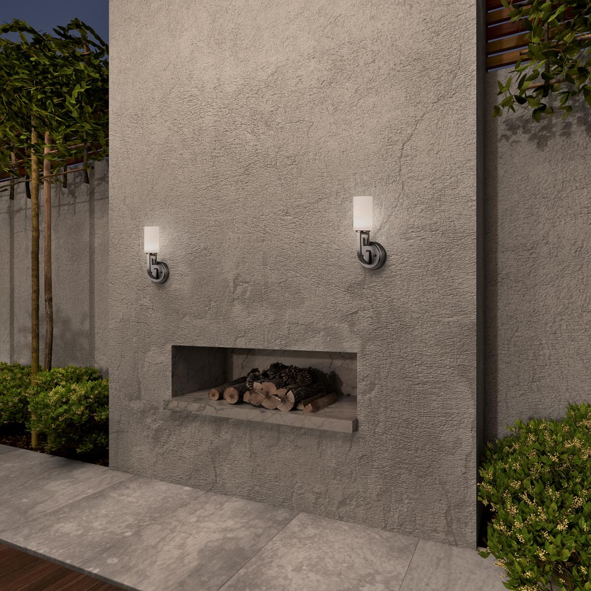 Chinese Antiqued Stainless Steel Palatsi Outdoor Wall Sconce by Elisterno For Sale