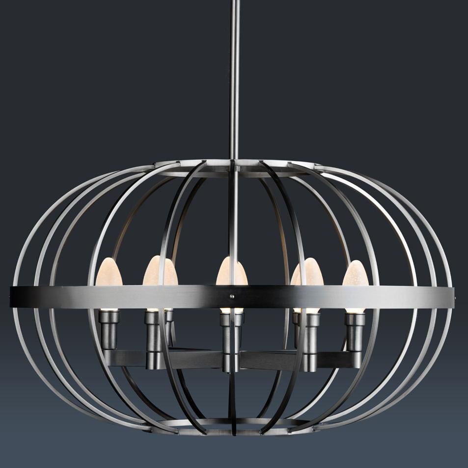 Terra Prima antiqued stainless steel Outdoor Chandelier by Elisterno - bringing a new level of luxury to outdoor spaces.  Elisterno Outdoors specializes in outdoor lighting with designs and construction inspired by classic styles but engineered with