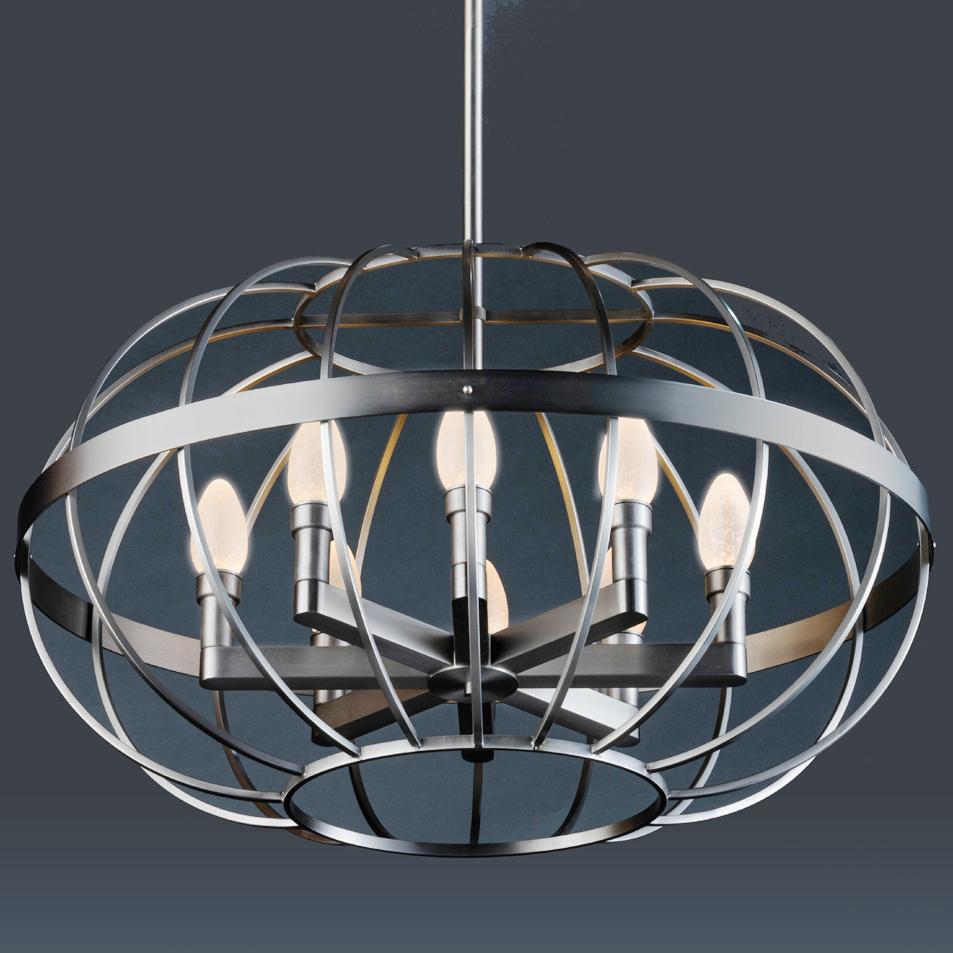 Art Deco Antiqued Stainless Steel Terra Prima Outdoor Chandelier by Elisterno For Sale