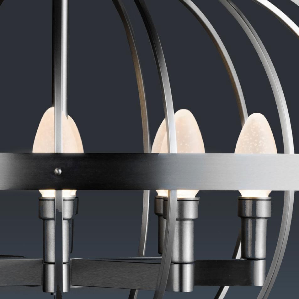Chinese Antiqued Stainless Steel Terra Prima Outdoor Chandelier by Elisterno For Sale