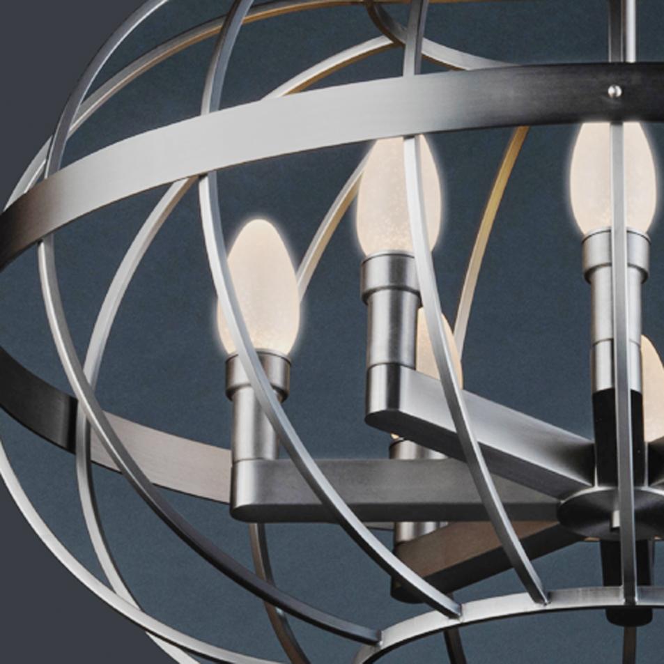 Lacquered Antiqued Stainless Steel Terra Prima Outdoor Chandelier by Elisterno For Sale