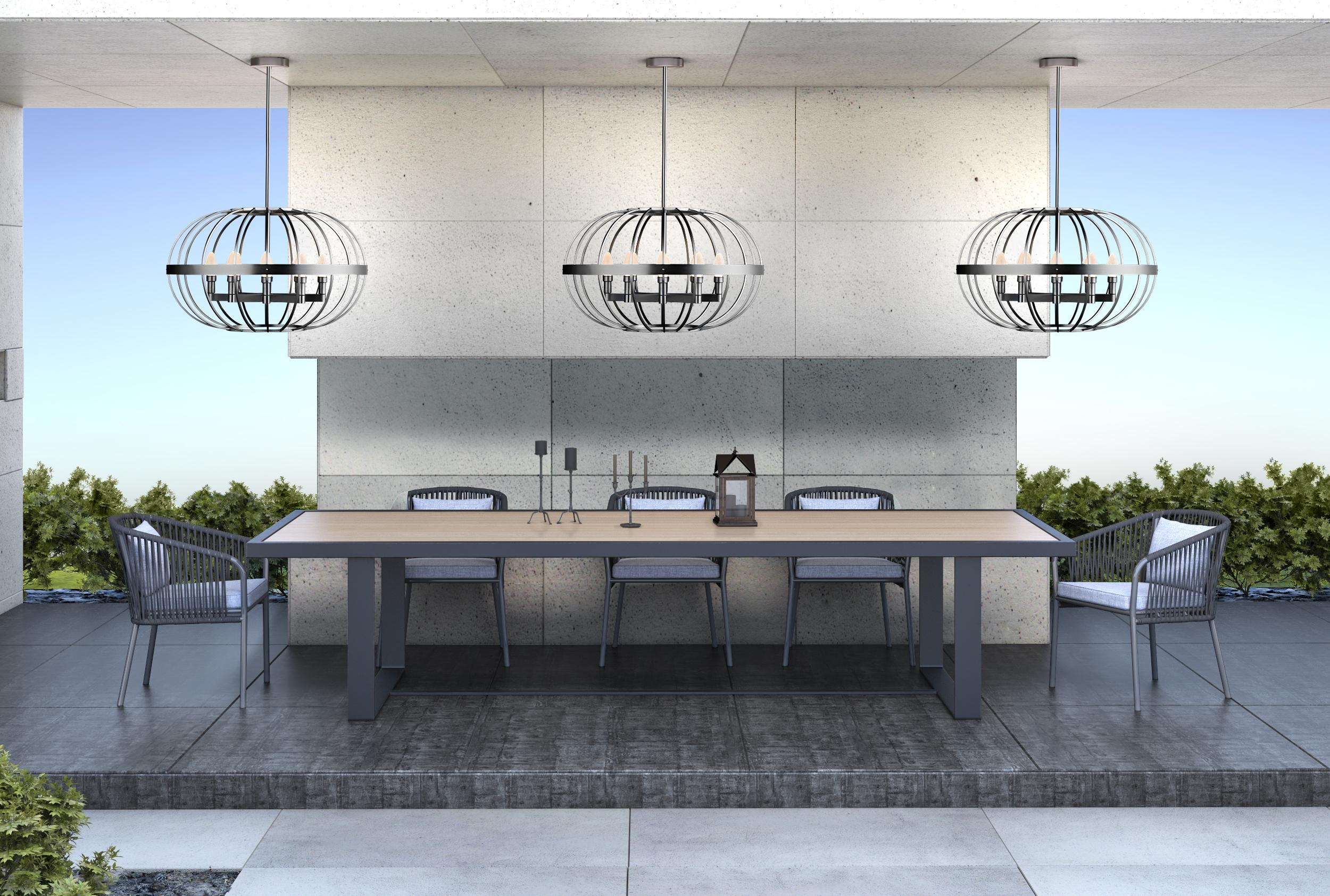 Contemporary Antiqued Stainless Steel Terra Prima Outdoor Chandelier by Elisterno For Sale