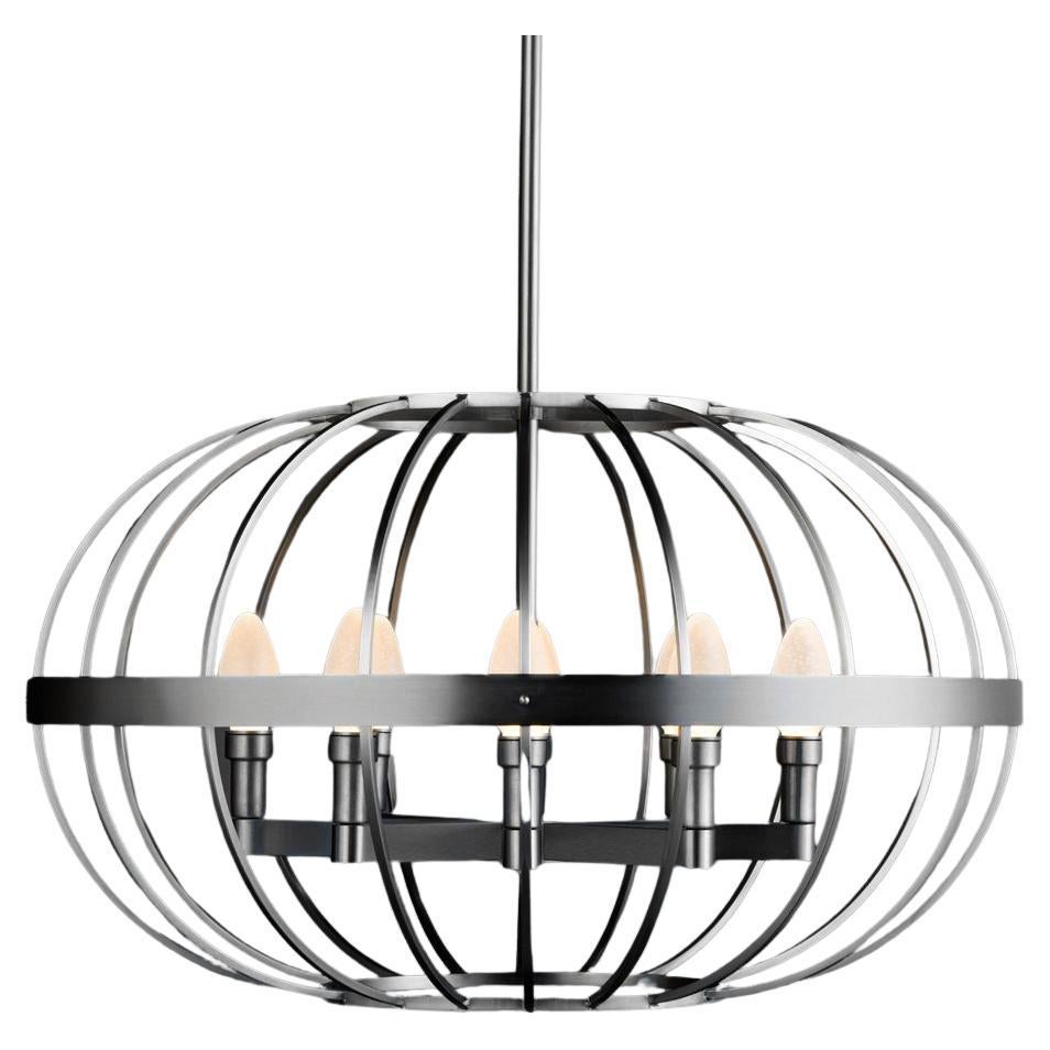 Antiqued Stainless Steel Terra Prima Outdoor Chandelier by Elisterno