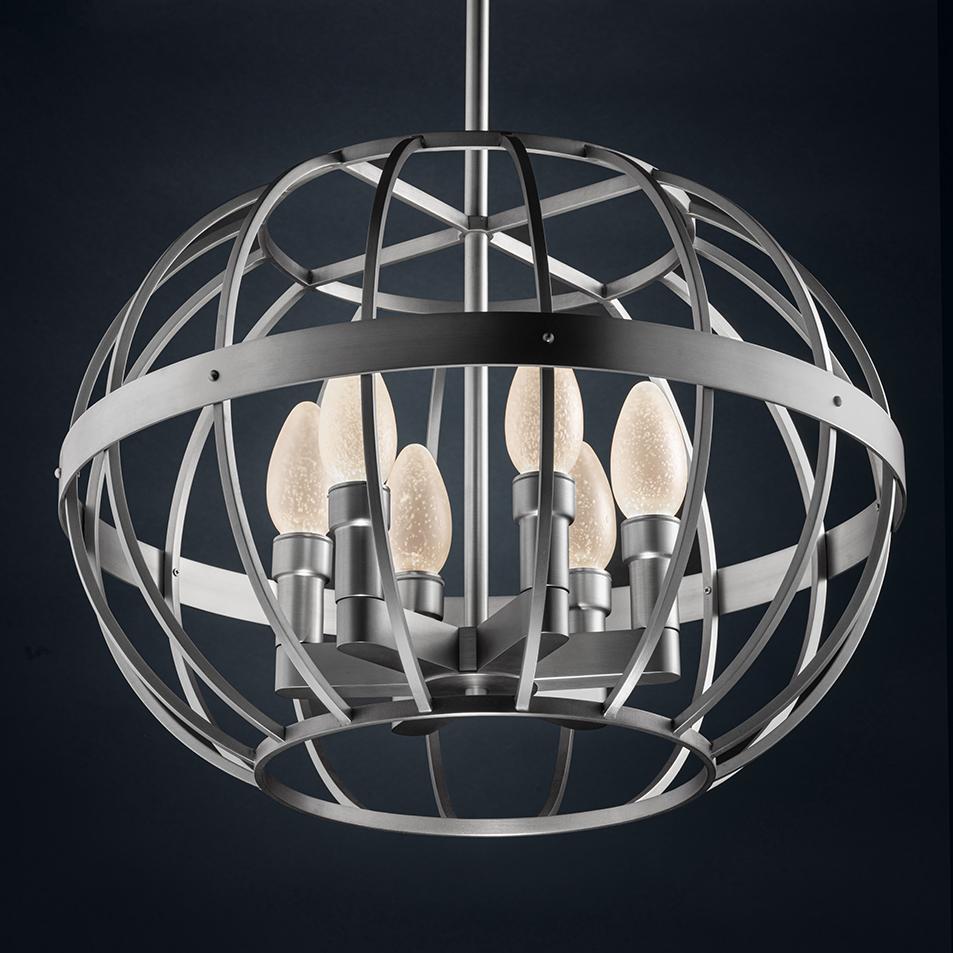 Terra Prima antiqued stainless steel Outdoor Pendant Chandelier by Elisterno - bringing a new level of luxury to outdoor spaces.  Elisterno Outdoors specializes in outdoor lighting with designs and construction inspired by classic styles but
