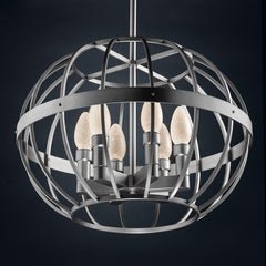Antiqued Stainless Steel Terra Prima Outdoor Pendant Chandelier by Elisterno