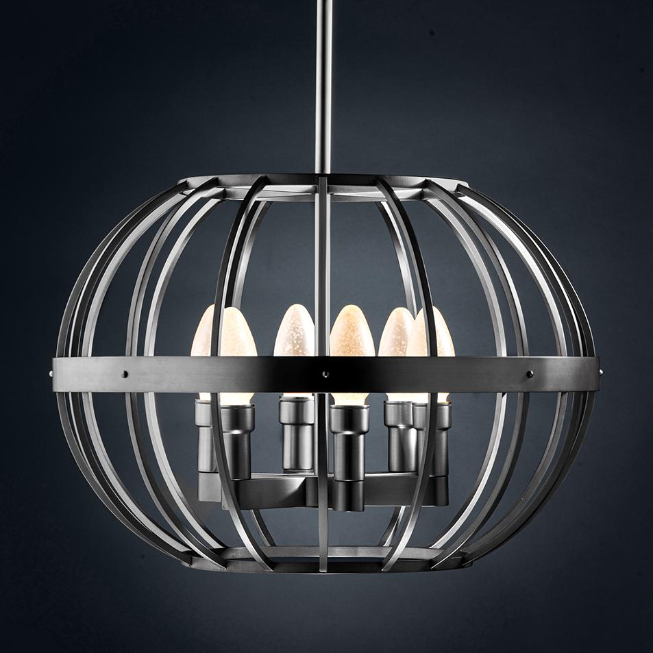 Chinese Antiqued Stainless Steel Terra Prima Outdoor Pendant Chandelier by Elisterno For Sale