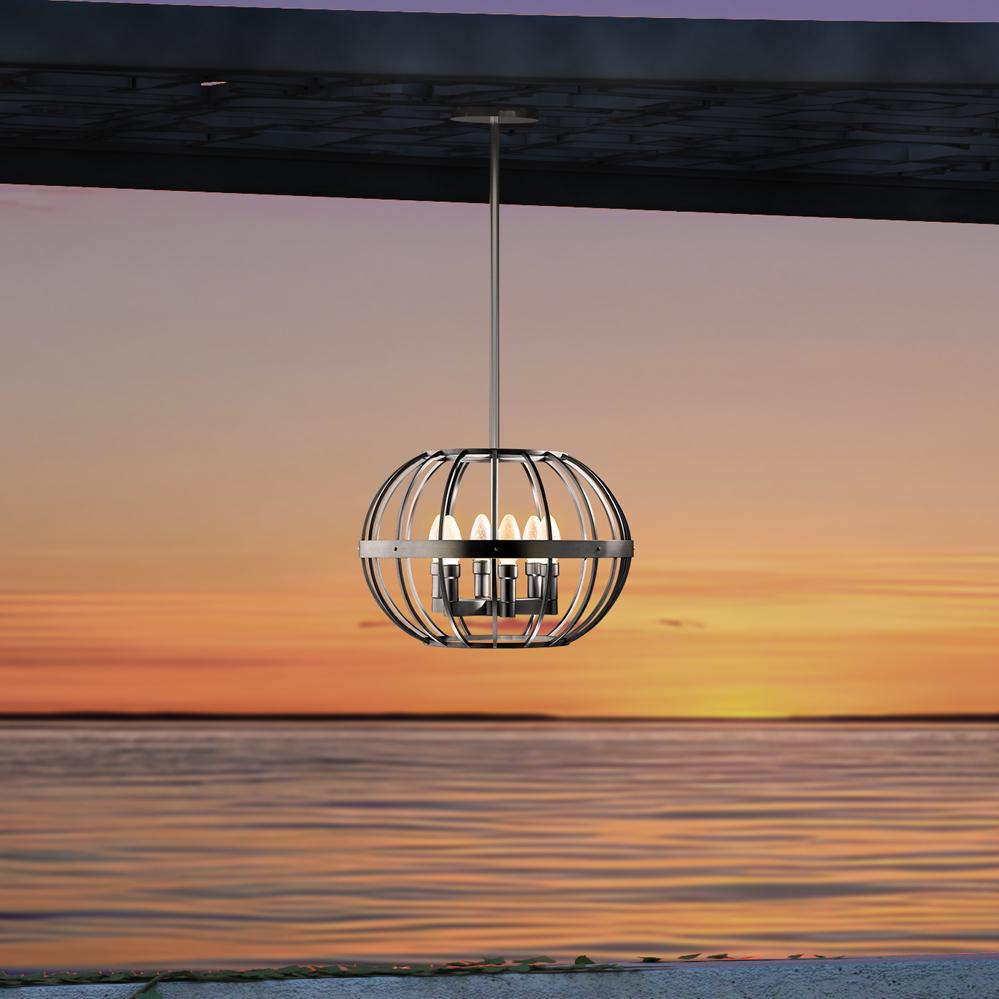 Antiqued Stainless Steel Terra Prima Outdoor Pendant Chandelier by Elisterno For Sale 1