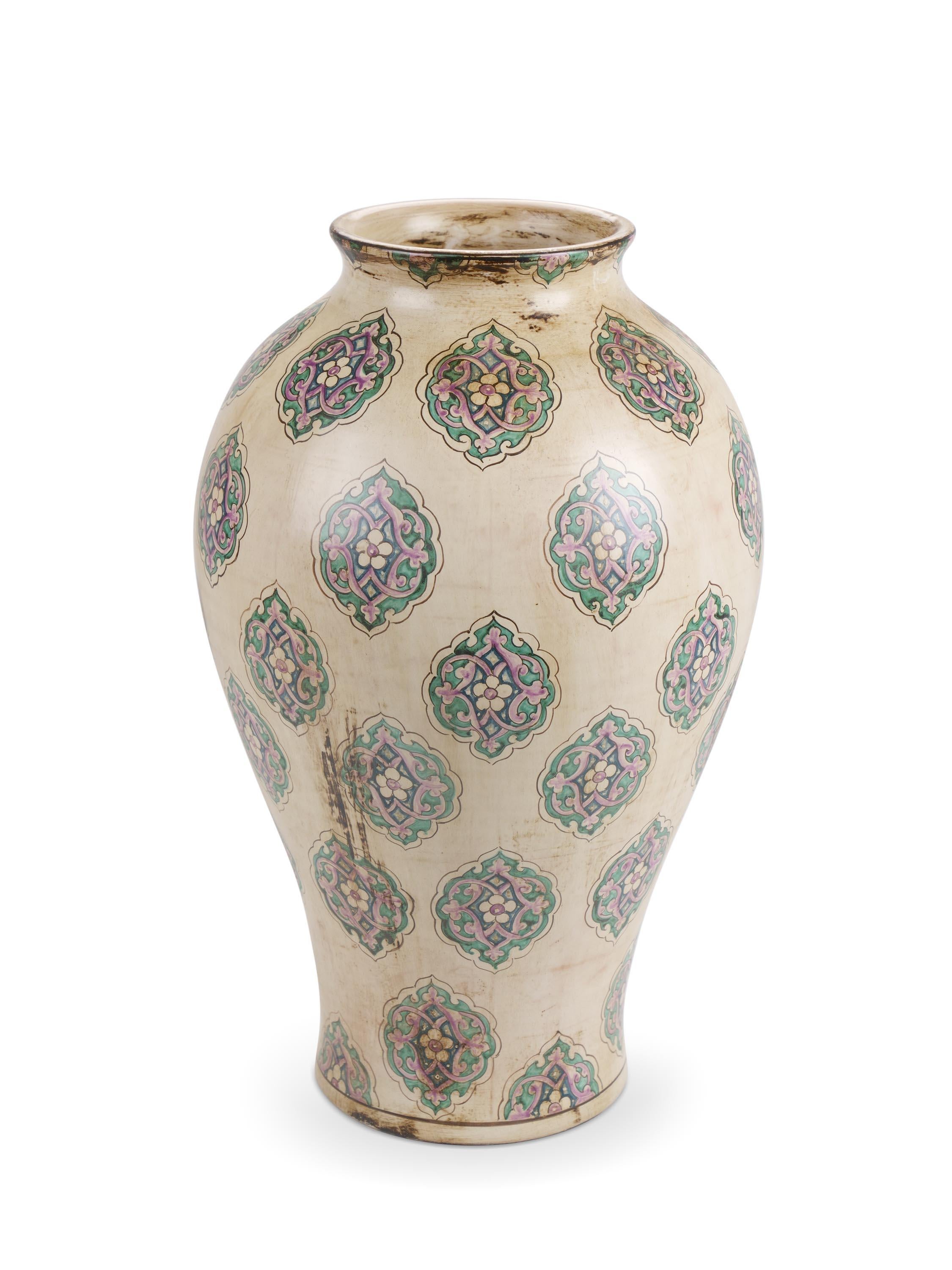 Antiqued Vase Majolica Jar Painted Ceramic Decorated Ornament Renaissance Vessel For Sale 4