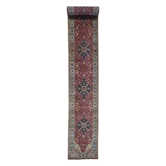 Antiqued Vegetable Dyes Tabriz Extra Large Runner Hand Knotted Oriental Rug
