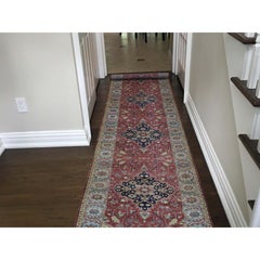 Antiqued Vegetable Dyes Tabriz Extra Large Runner Hand Knotted Oriental Rug
