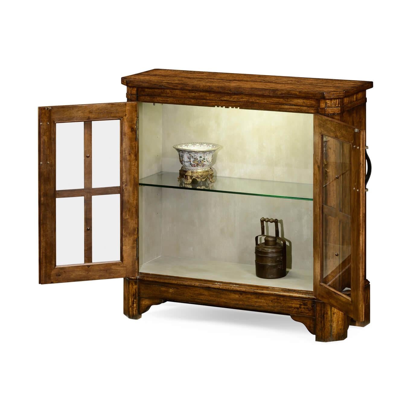 Wood Antiqued Walnut Country Low Bookcase