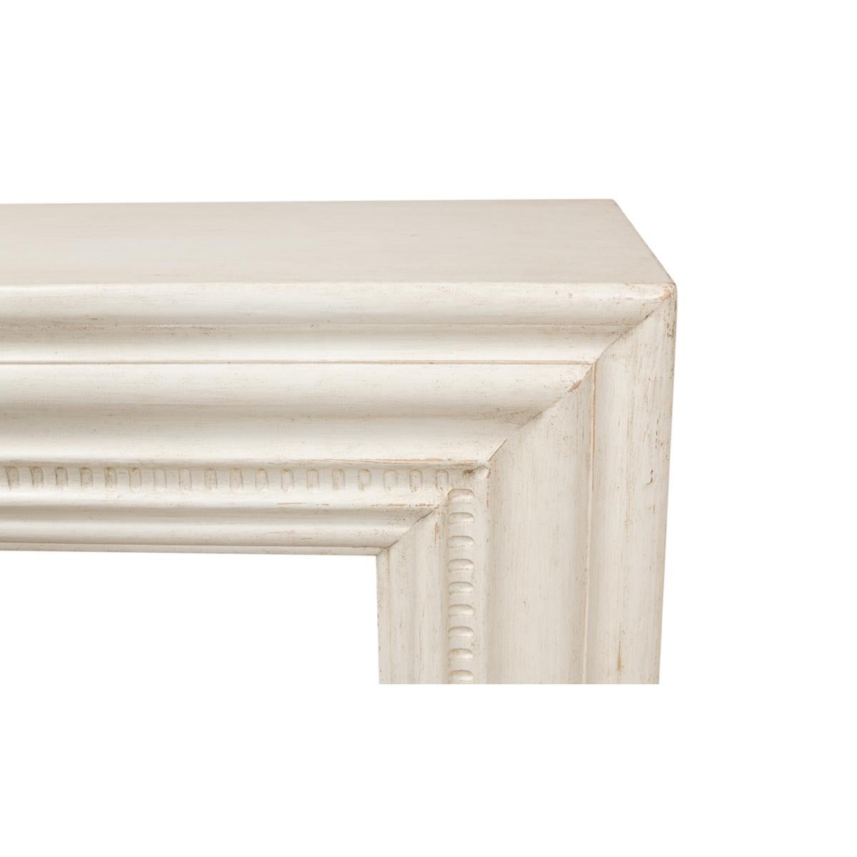 Antiqued White Painted Mantel Console In New Condition For Sale In Westwood, NJ