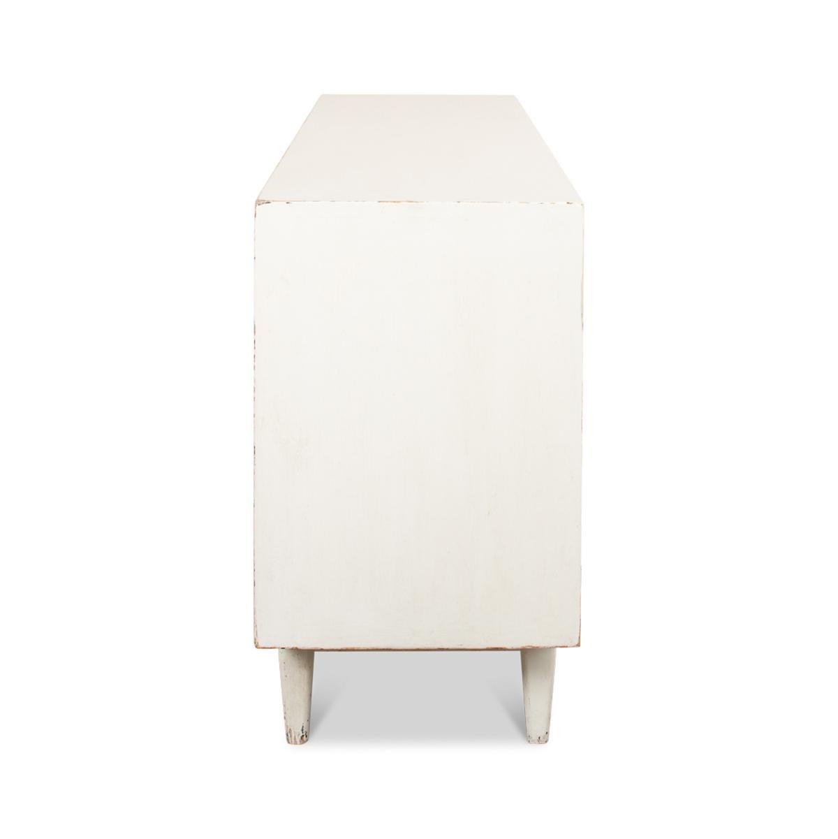 Contemporary Antiqued White Painted Sideboard For Sale