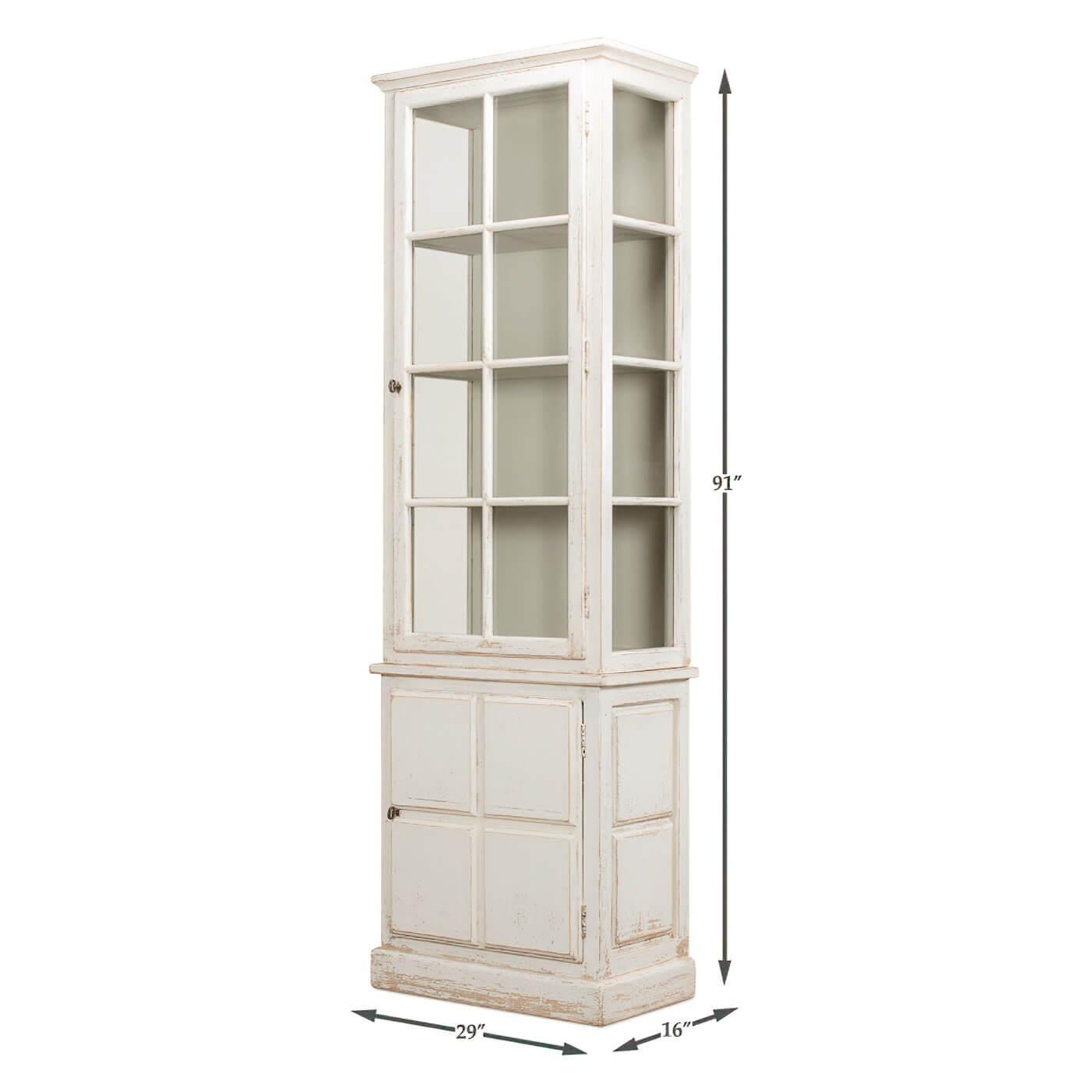 Asian Antiqued White Rustic Bookcase For Sale