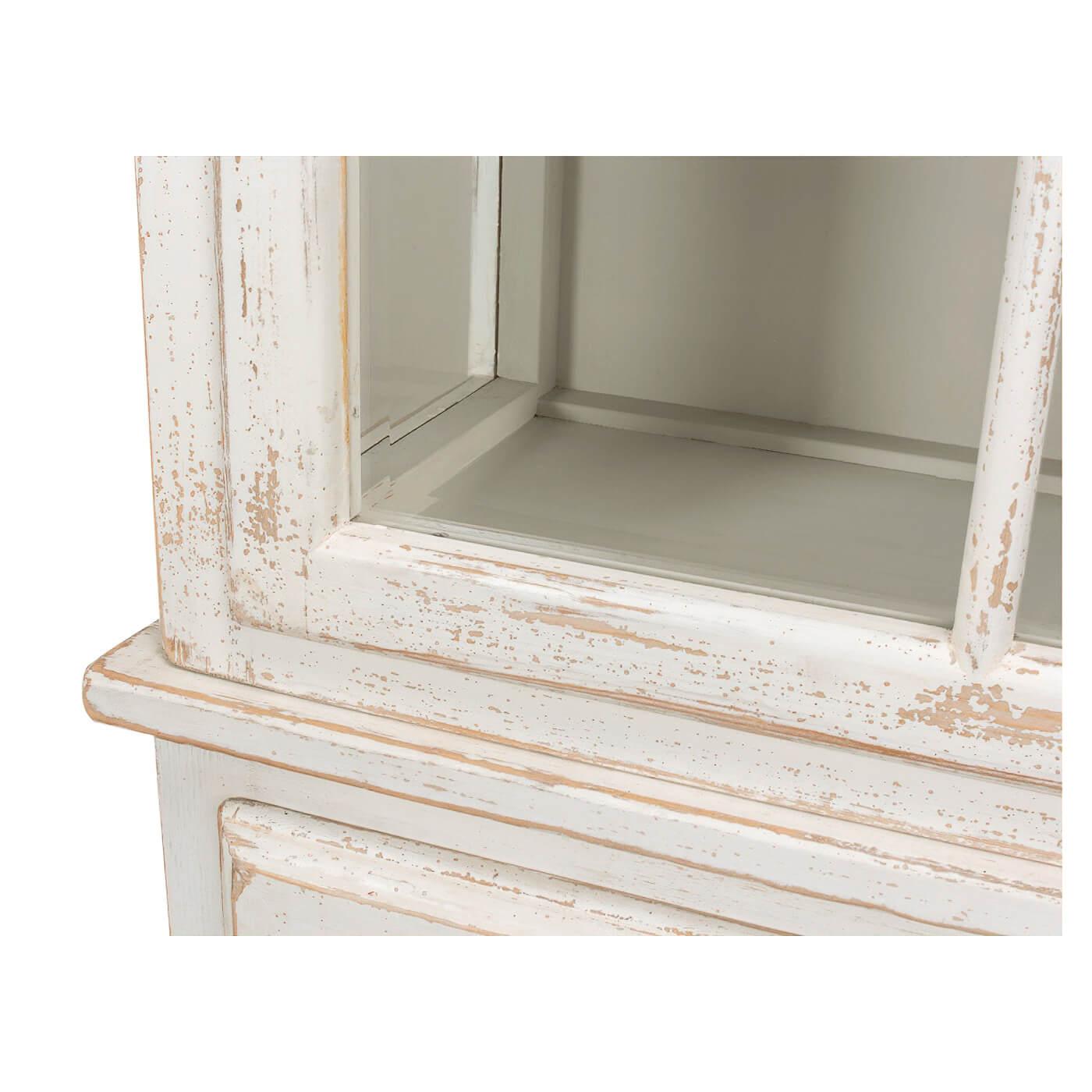 Contemporary Antiqued White Rustic Bookcase For Sale