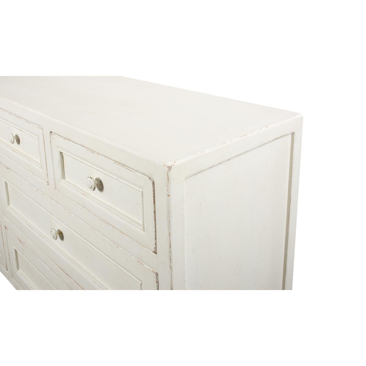 Antiqued White Rustic Painted Dresser In New Condition For Sale In Westwood, NJ