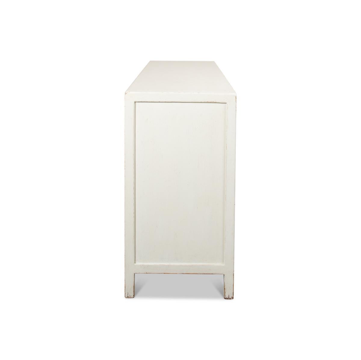 Pine Antiqued White Rustic Painted Dresser For Sale