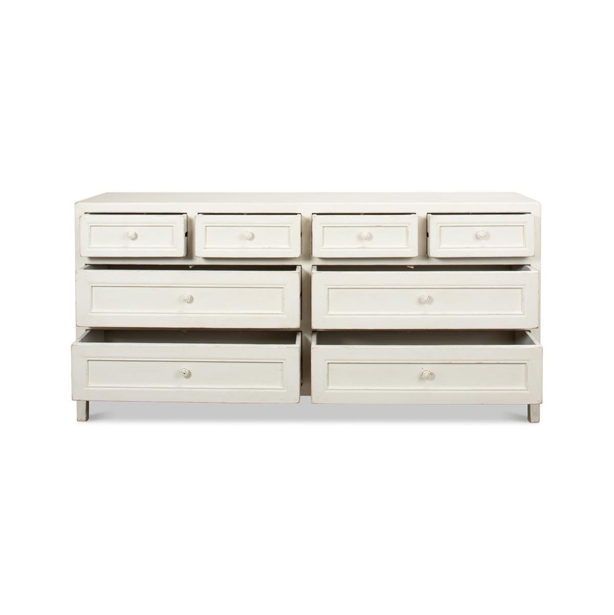 Antiqued White Rustic Painted Dresser For Sale 2