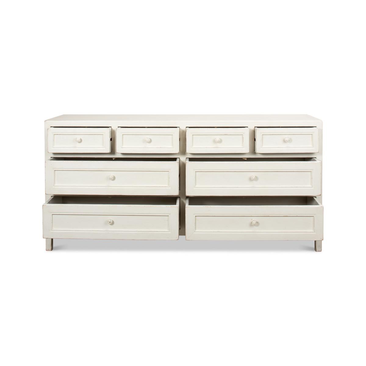 Antiqued White Rustic Painted Dresser 2