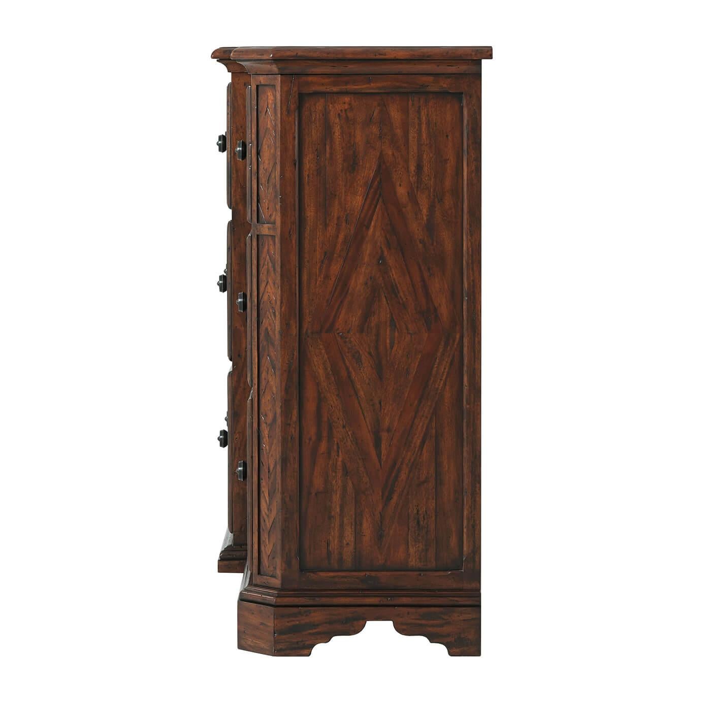 Rustic Antiqued Wood Breakfront Dresser